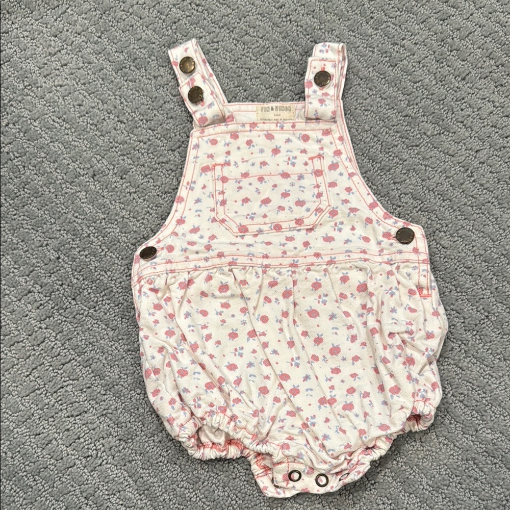 Charming Pink Floral Kids Overalls